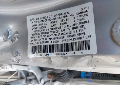 2012 Honda Civic Lx z USA, uszkodzony, nr VIN 2HGFB2F54CH302699